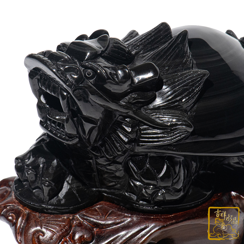 頂級彩虹黑曜石龍龜 1.28kg 擋煞防小人