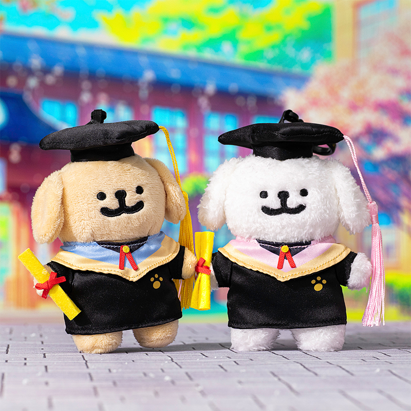 線條小狗學士服絨毛娃娃吊飾 [共2款可選擇]