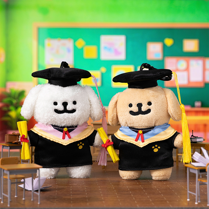 線條小狗學士服絨毛娃娃吊飾 [共2款可選擇]