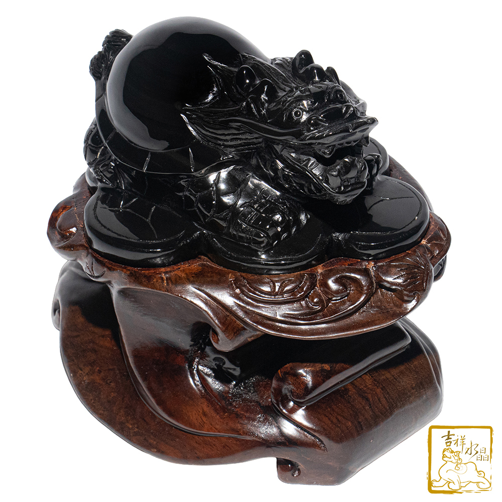 頂級彩虹黑曜石龍龜 868g 擋煞防小人