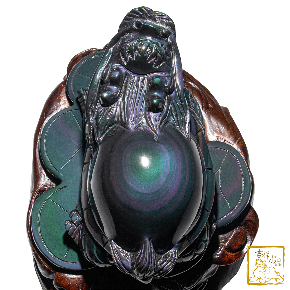 頂級彩虹黑曜石龍龜 868g 擋煞防小人