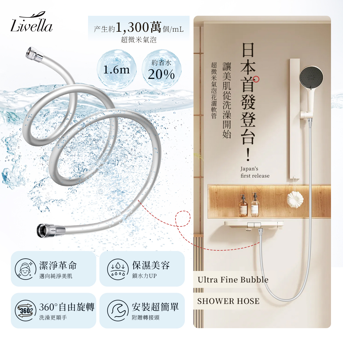 【Livella】微氣泡淋浴軟管