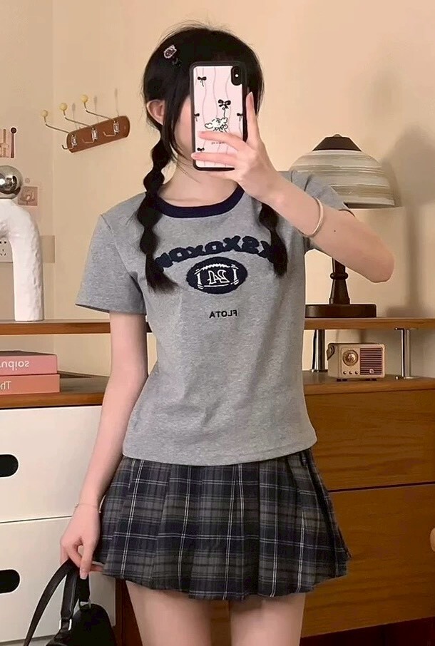 滾邊絨布橄欖球24棉質上衣