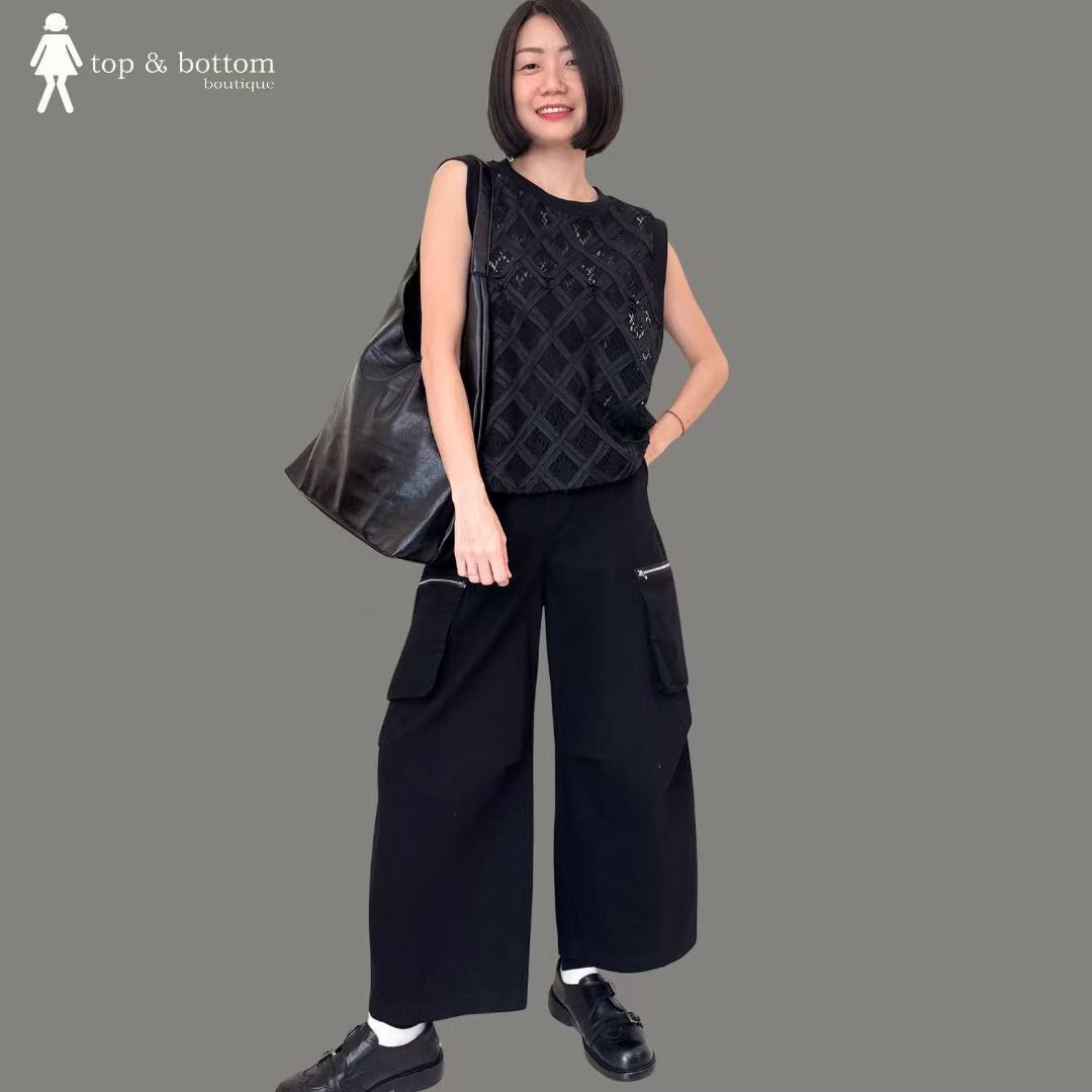 SLEEVELESS LACE CROCHET SQUARE BLOUSE