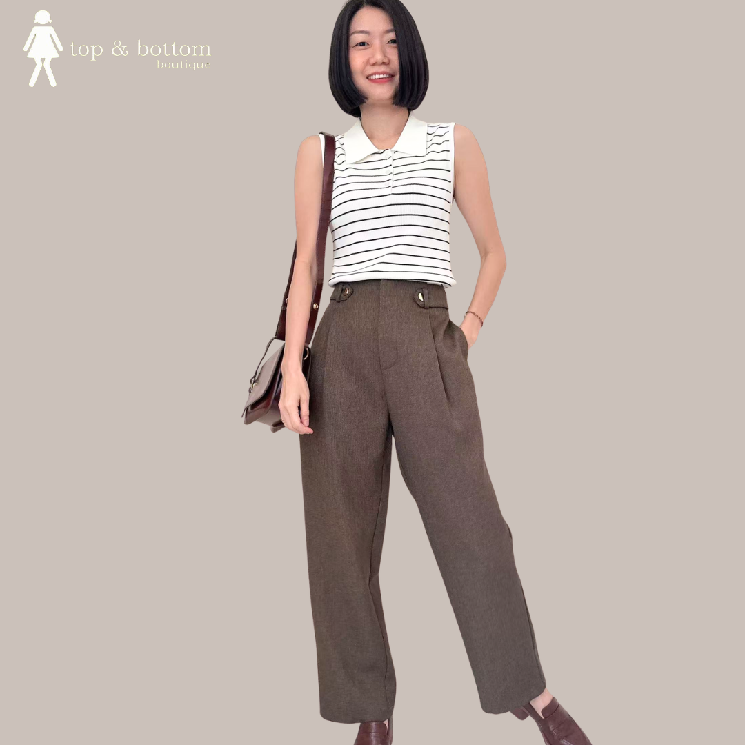 HIGH WAISTED BUTTON ANKLE PANT
