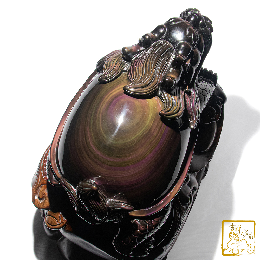 頂級彩虹黑曜石龍龜 6.4kg 吉祥守財
