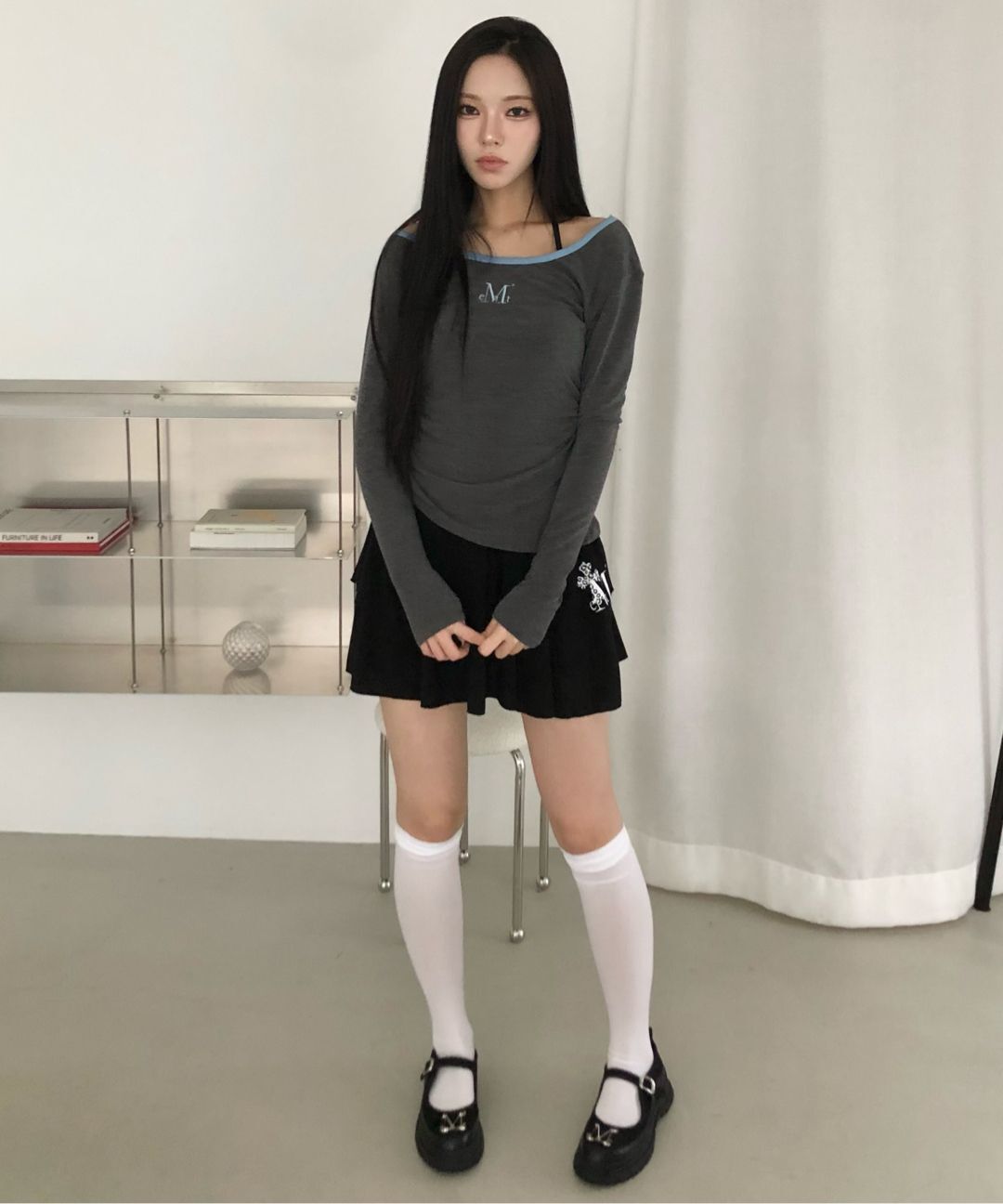 #預購 🇰🇷韓國26春夏 MUCENT 單肩不對稱抓皺長袖 3色 M16