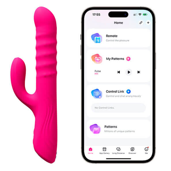 LOVENSE - Velvo 旋轉G點刺激頭&波浪滾珠兔仔按摩棒 - 粉色