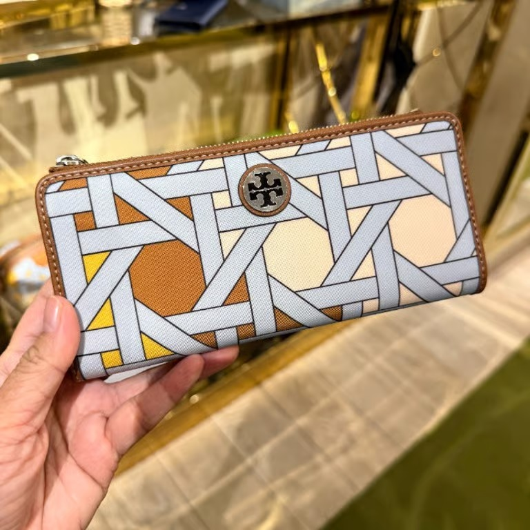 【預購】Tory Burch H041626 幾何編織印花長款拉鍊錢包