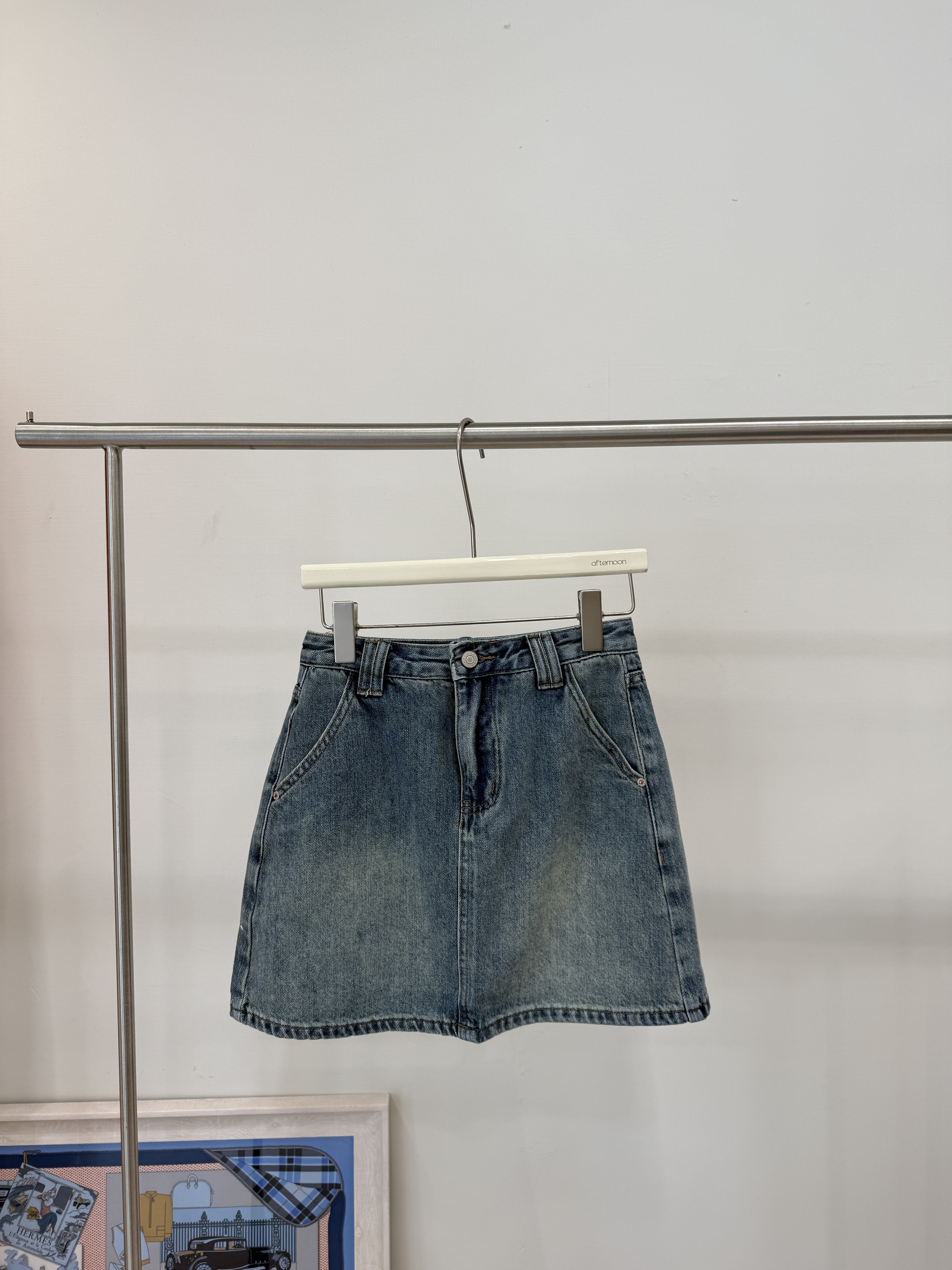 1173 復古深藍牛仔短裙