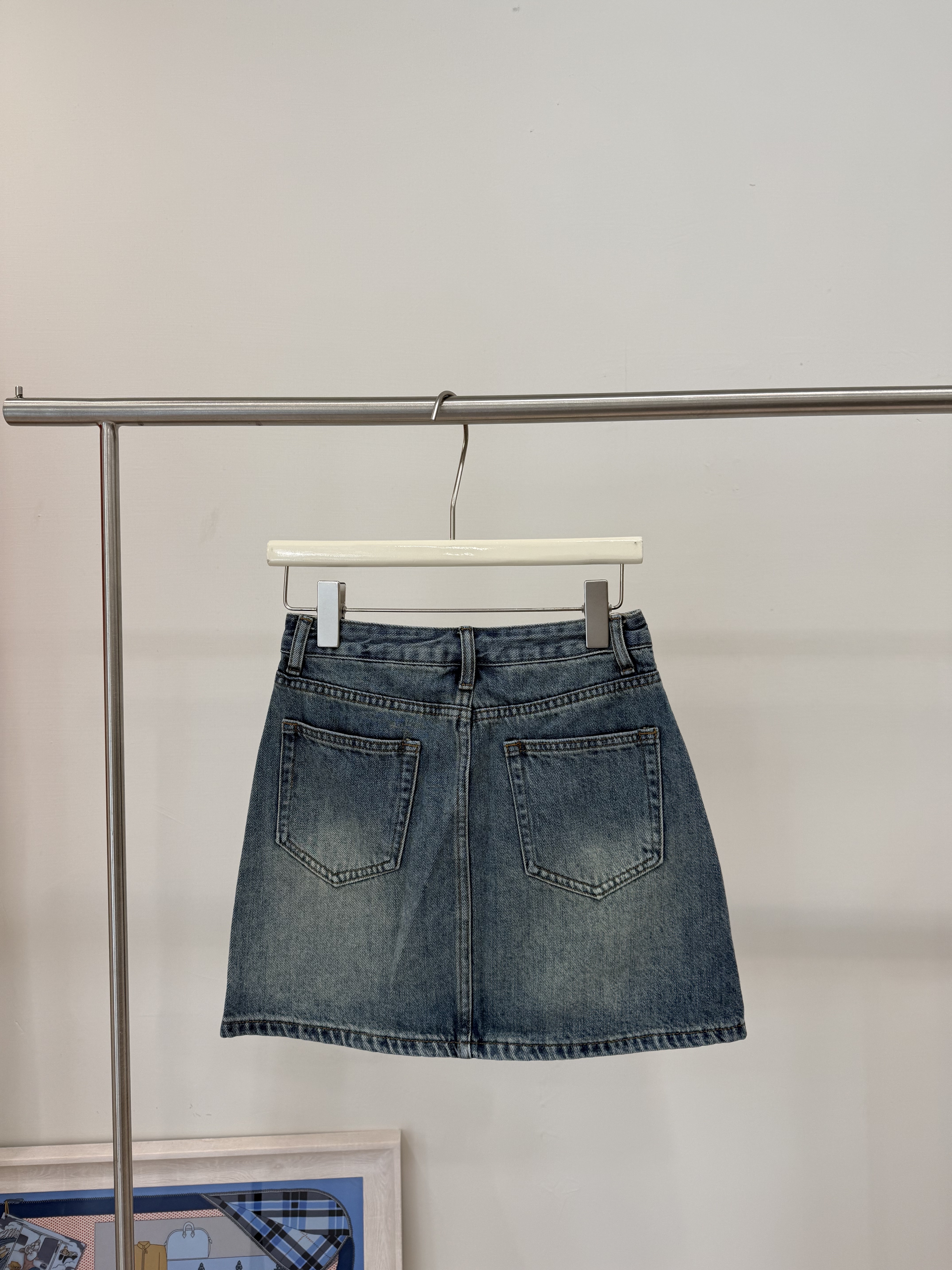 1173 復古深藍牛仔短裙