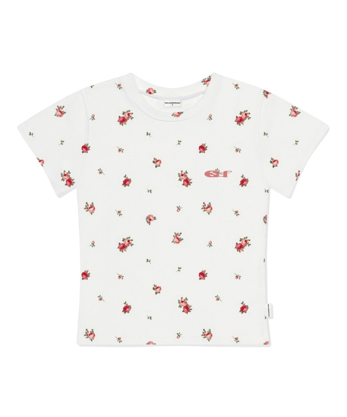 ESCAPEFROM 玫瑰滿版印花修身短袖T恤 象牙白 E261STS