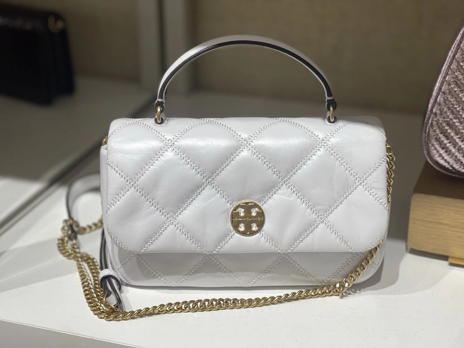 【預購】Tory Burch H041629 菱格縫線手提鏈條包