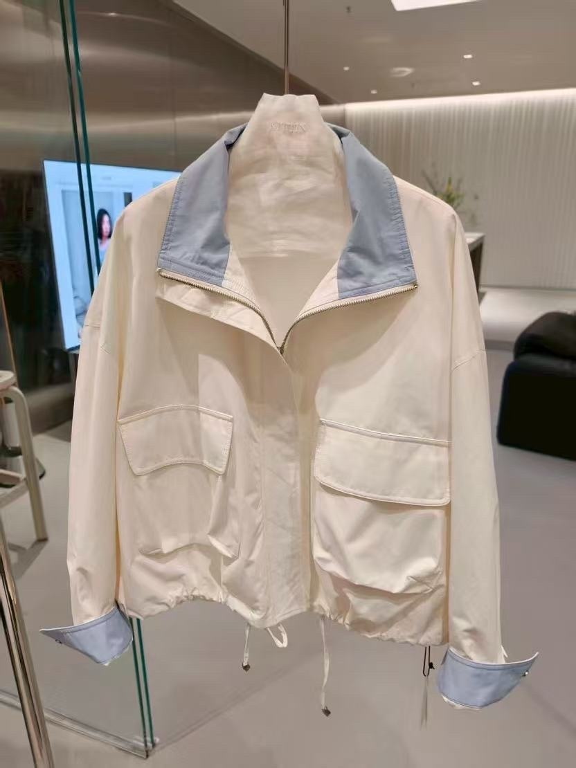 280 優雅撞色拼接防風外套