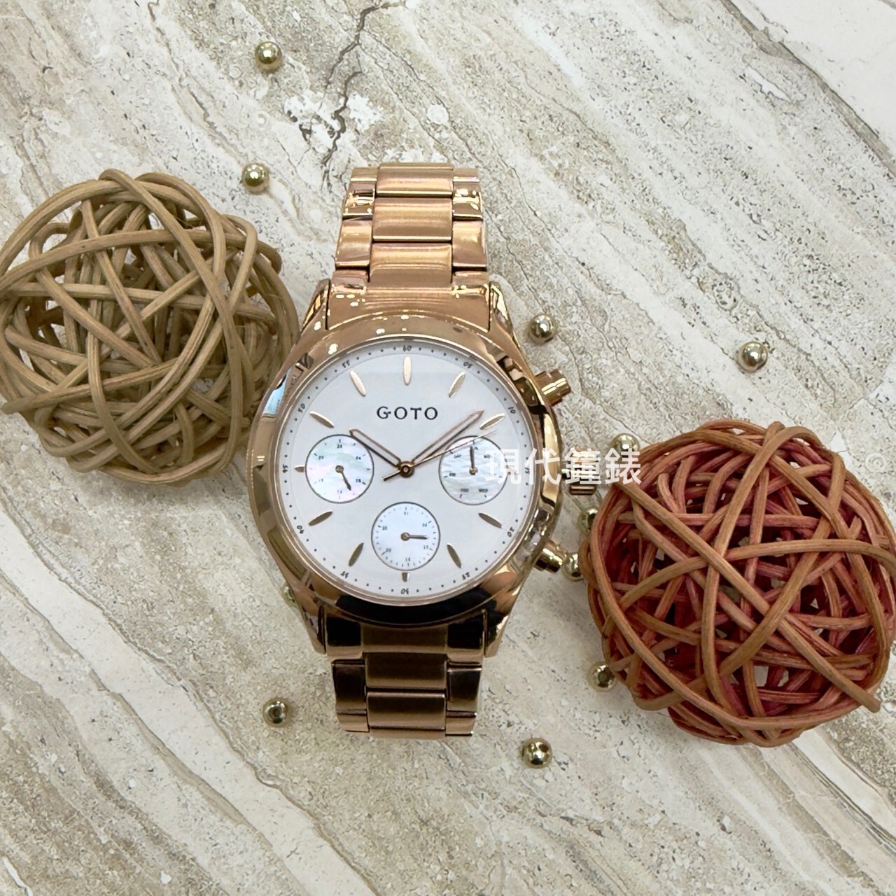 【GOTO】Mulit-Function Ritual 三眼系列–1396M-玫白 GS1396M-44-241 39mm 現代鐘錶