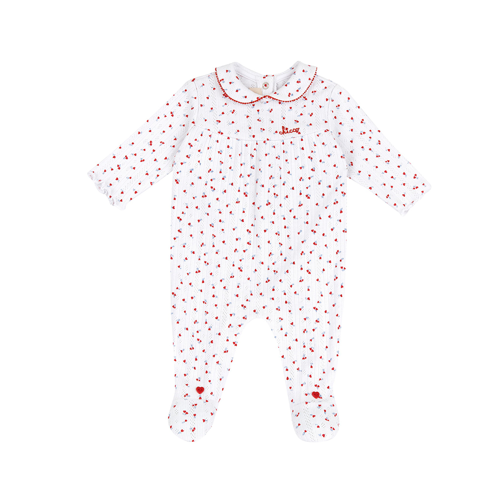 兔子花園-滿版碎花有領開長袖兔裝