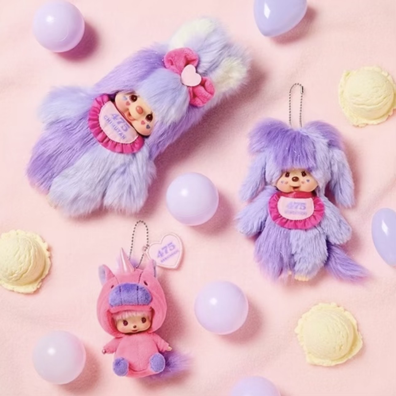 MONCHHICHI x Shinako475 蒙奇奇 原宿少女475 絨毛吊飾 聯名款