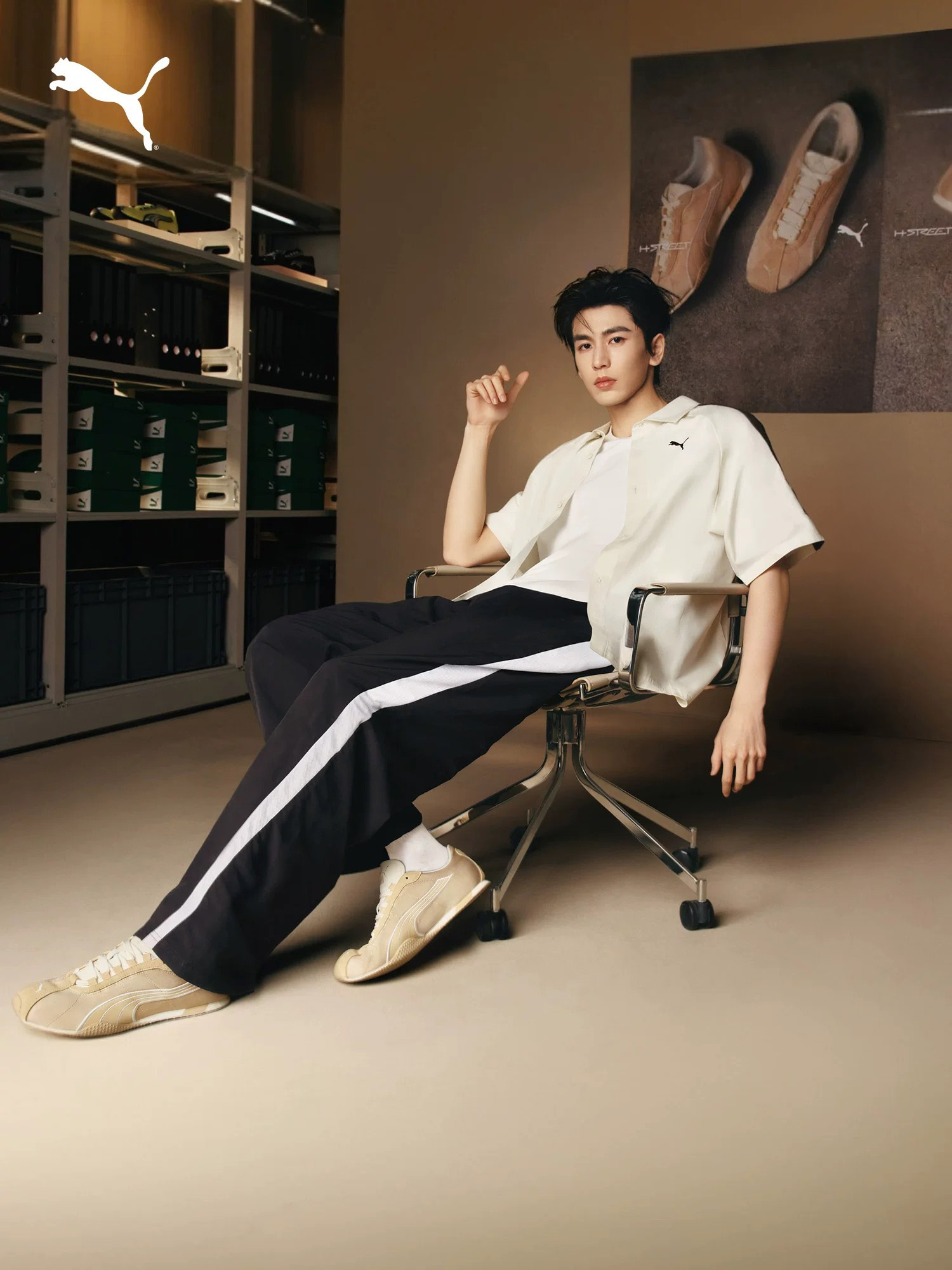 PUMA T7 排扣 短袖 POLO襯衫 線條 滾邊 奶油棕 張凌赫代言同款 男款 638459-87 / 預購