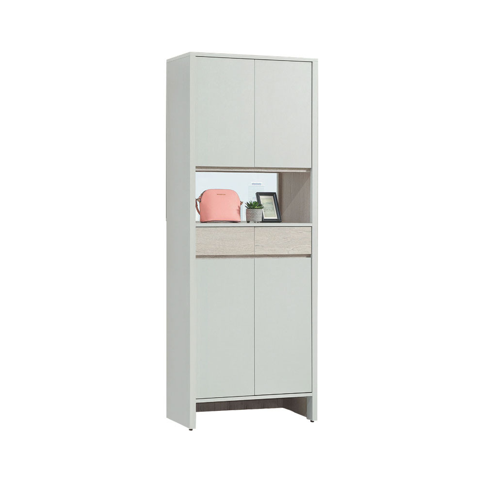 柏蒂家居-巴克利2.7尺四門一抽中開放式收納高鞋櫃/玄關櫃