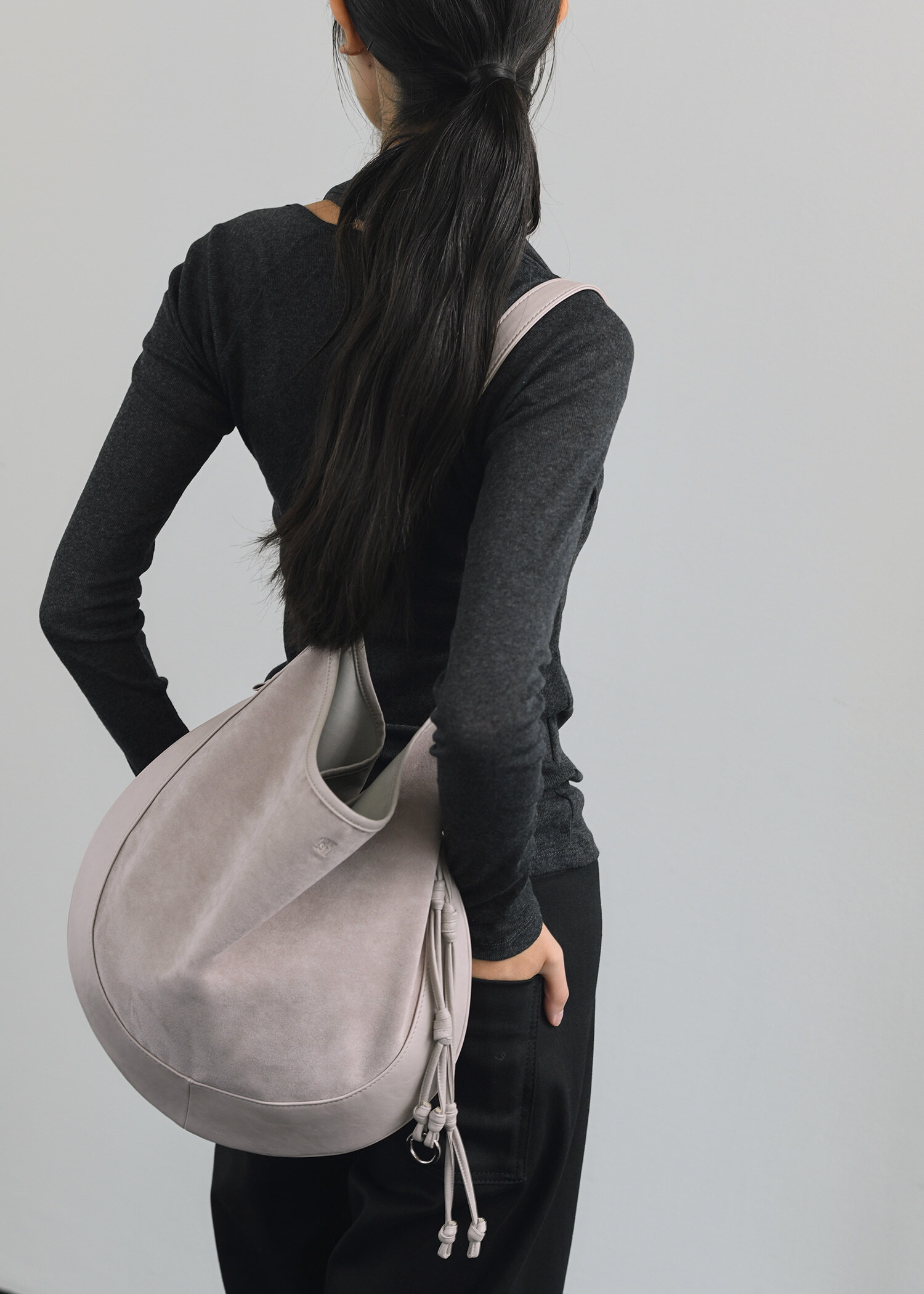 Kwani Curvee Hobo Suede Bag