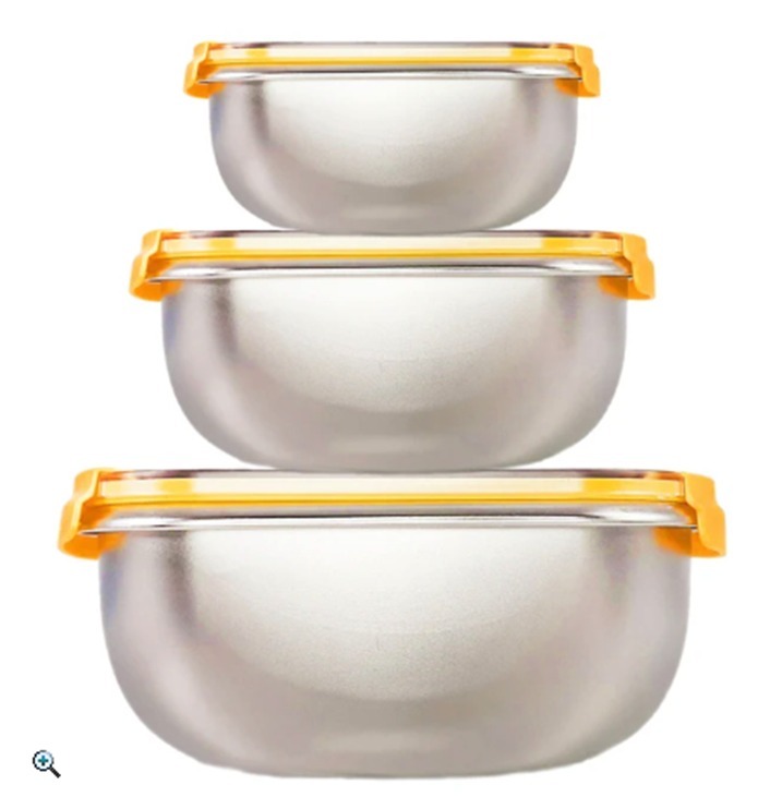 (7134) Austinshine 金元寶不鏽鋼保鮮餐盒  size(2800ml + 1000ml + 1700ml) 各一