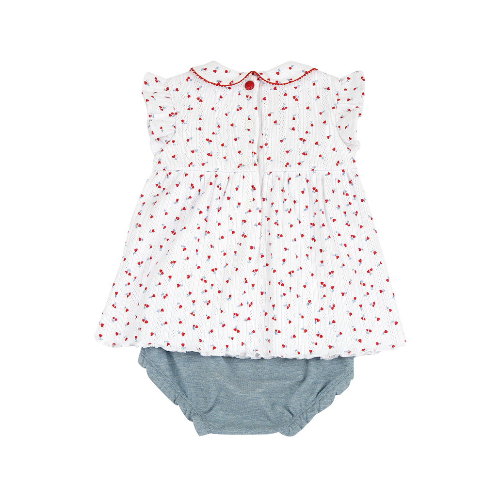 兔子花園-荷葉袖洋裝+包屁褲套裝