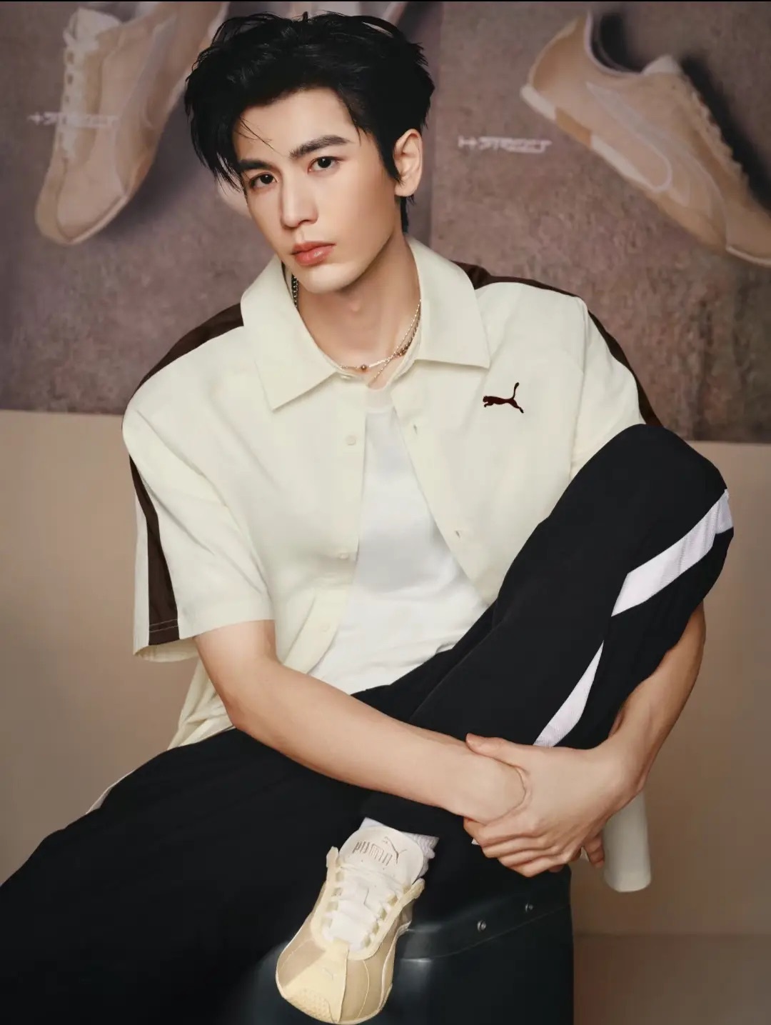 PUMA T7 黑白 防風 防潑水 彎刀褲 長褲 寬褲 運動褲 線條 滾邊 張凌赫代言同款 男款 638464-01 / 預購