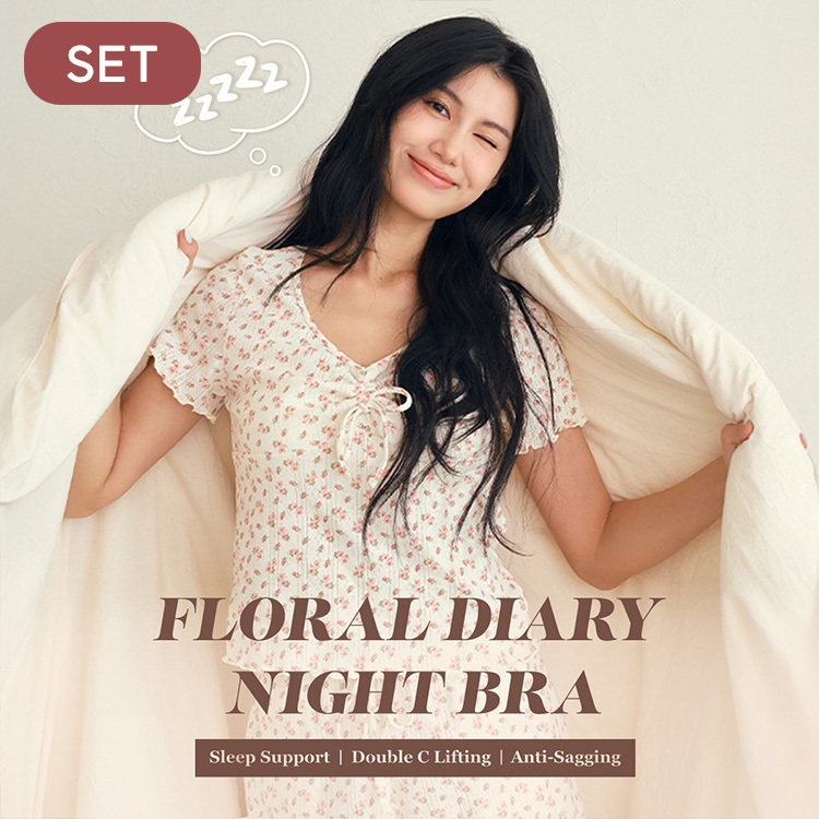 ​SET【Floral Diary · Night Bra】 Double C Breast Care Pyjamas Set