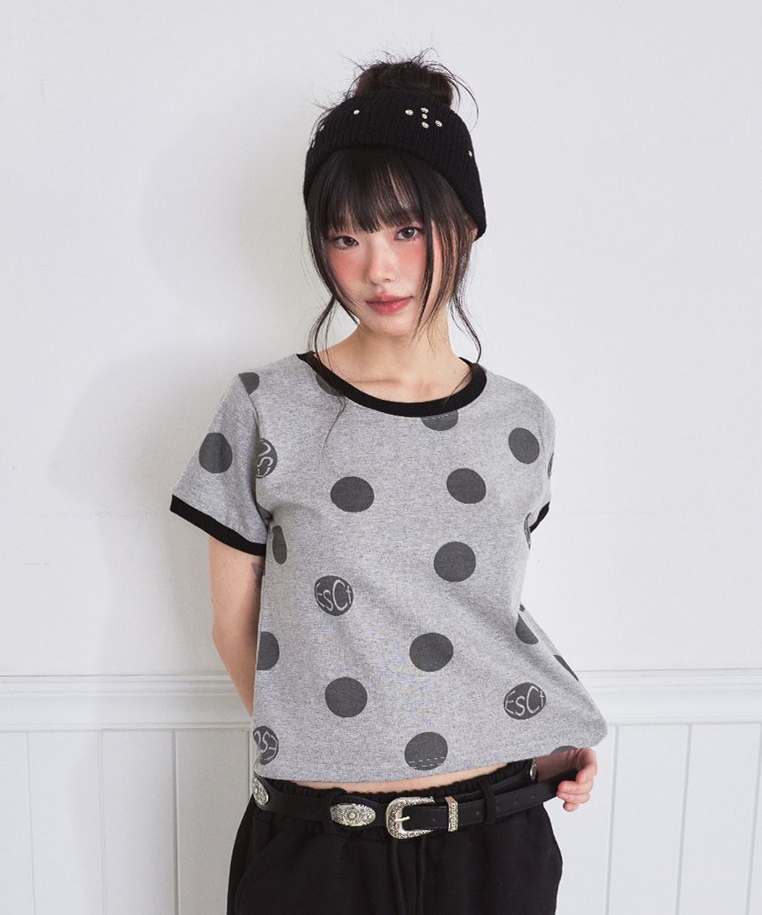 ESCAPEFROM 大 Logo 滿版印花撞色領短袖T恤 E261LTS