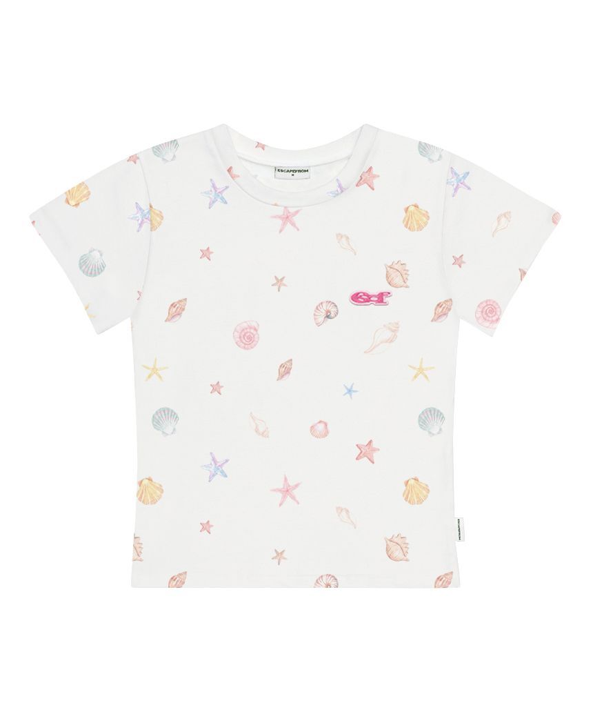 ESCAPEFROM 彩色貝殼全版印花修身短袖T恤 E261STS