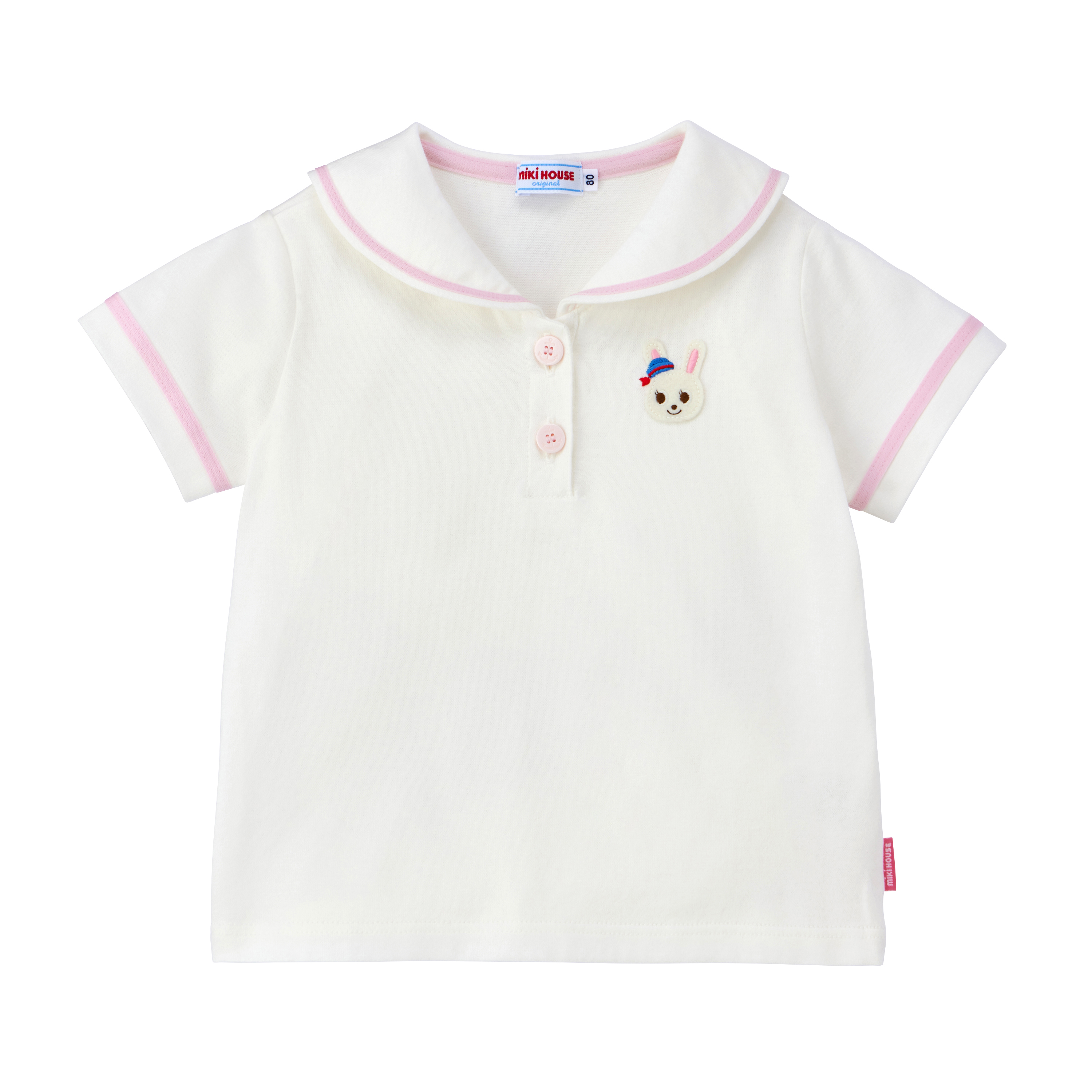 舞颯兔水手領短袖POLO衫-白色