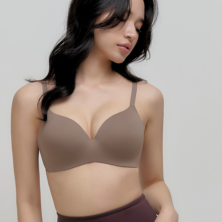 【Free Cut Air 3D Smile】Bra- Seamless Soft-Wired Support (Cocoa)