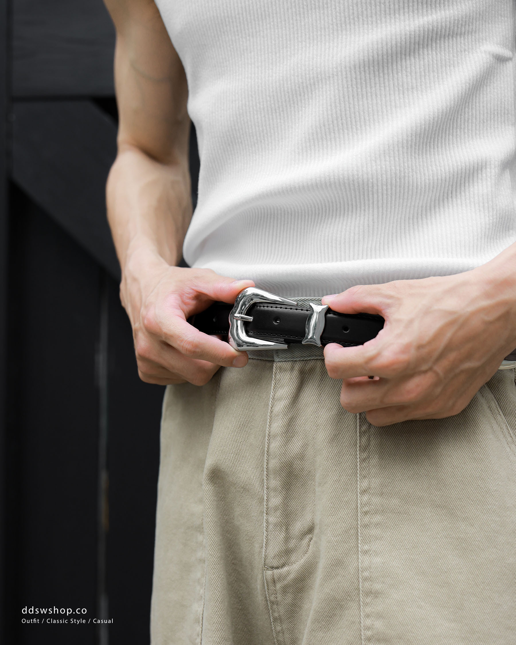 金屬牛皮經典皮帶 Edge Leather Belt ACC-010