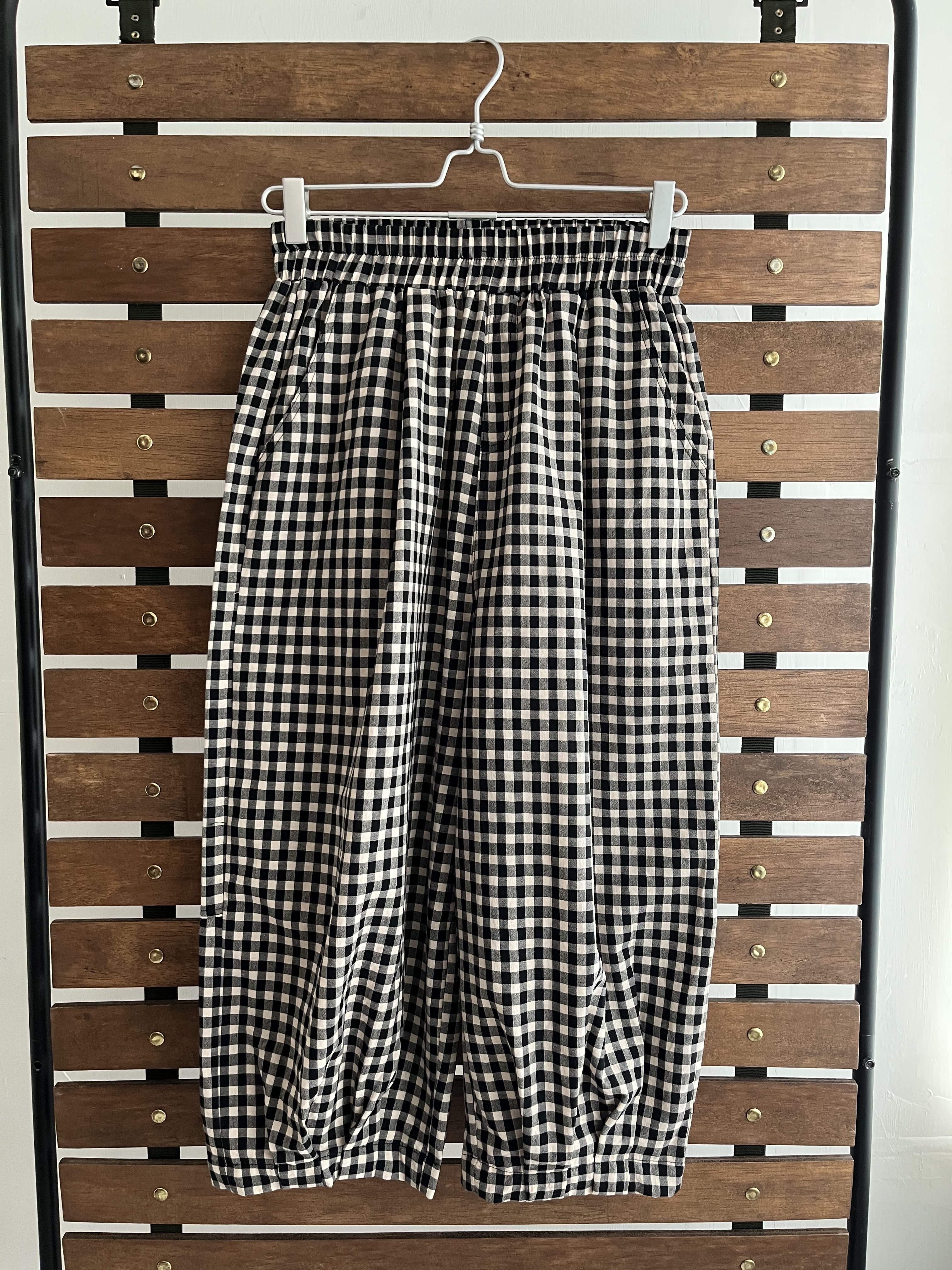 COLORK黑白色格仔全橡筋褲