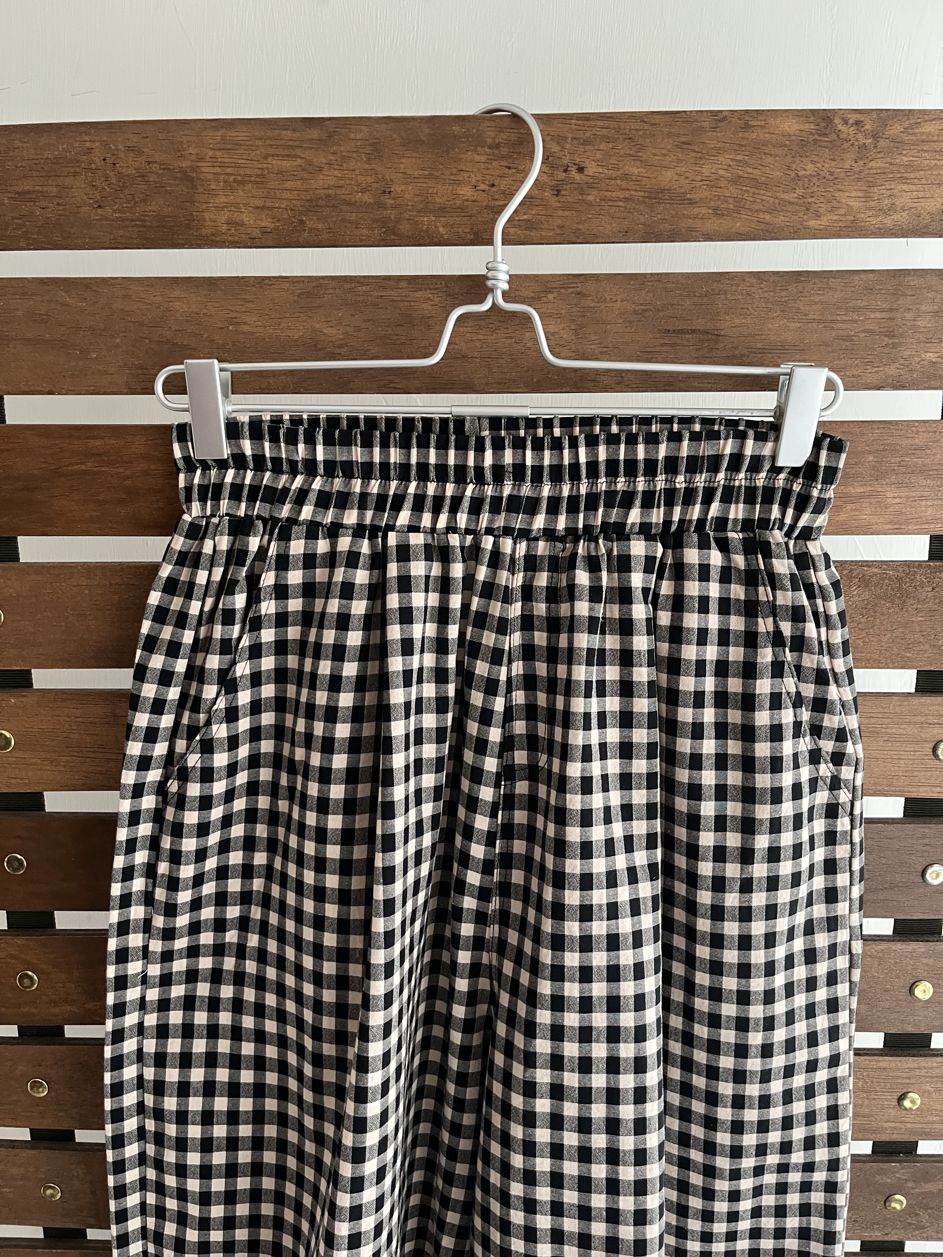 COLORK黑白色格仔全橡筋褲