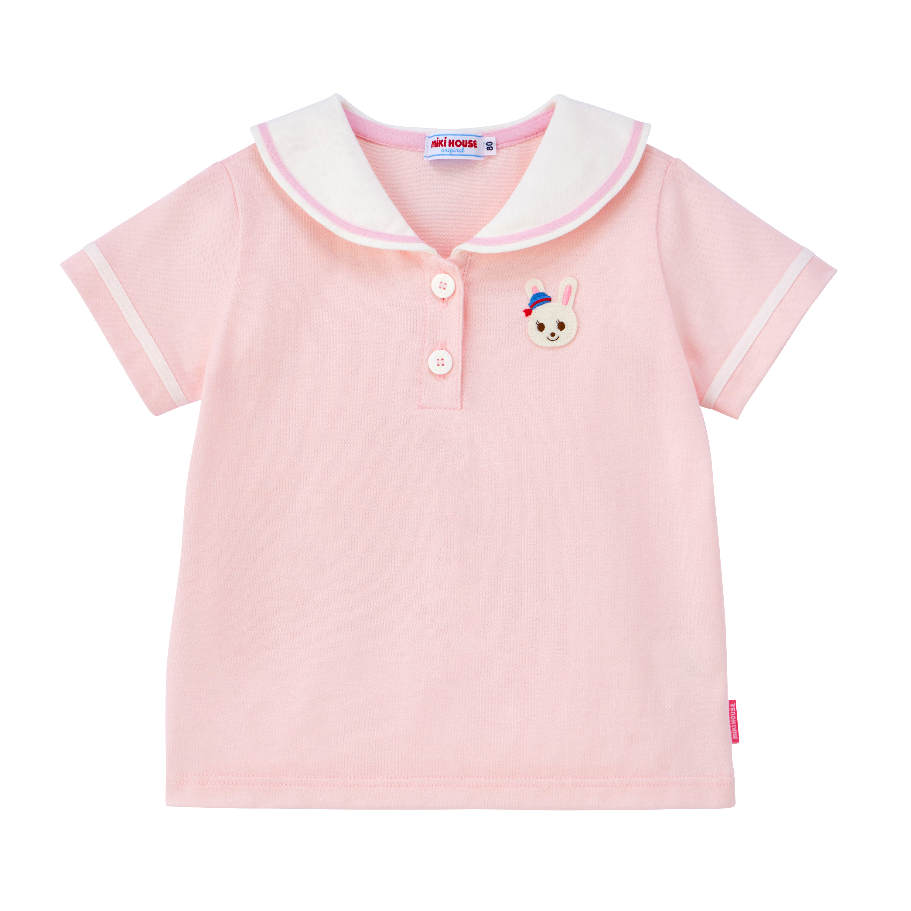 舞颯兔水手領短袖POLO衫-粉紅色