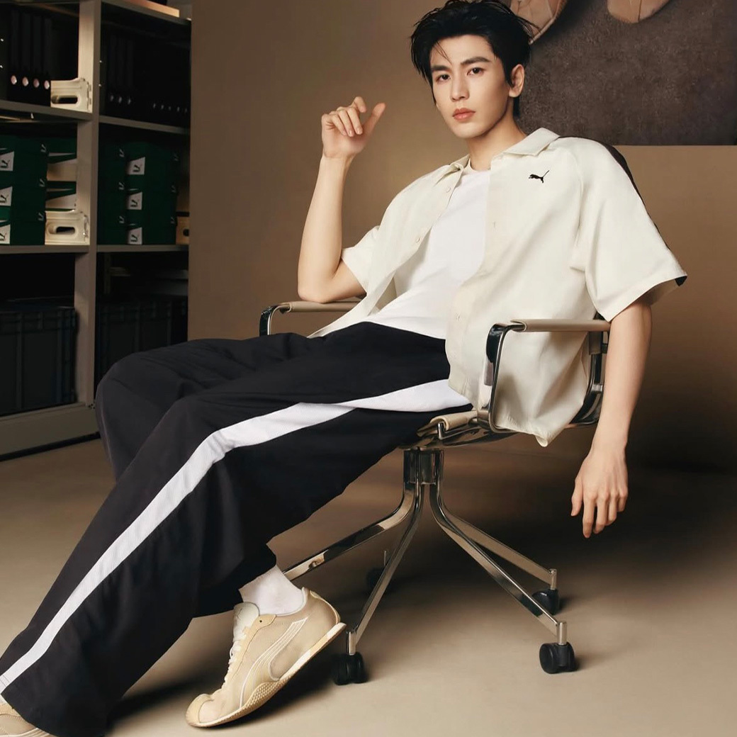 PUMA 張凌赫同款 復古 撞色 經典 LOGO 短袖 襯衫 (男款)