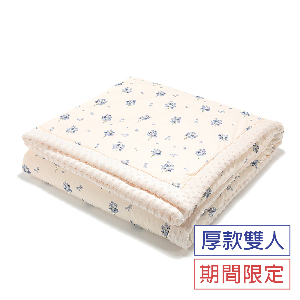 La Millou波蘭 暖膚豆豆毯雙人款(210x220cm)｜英倫藍鈴花｜雲朵白
