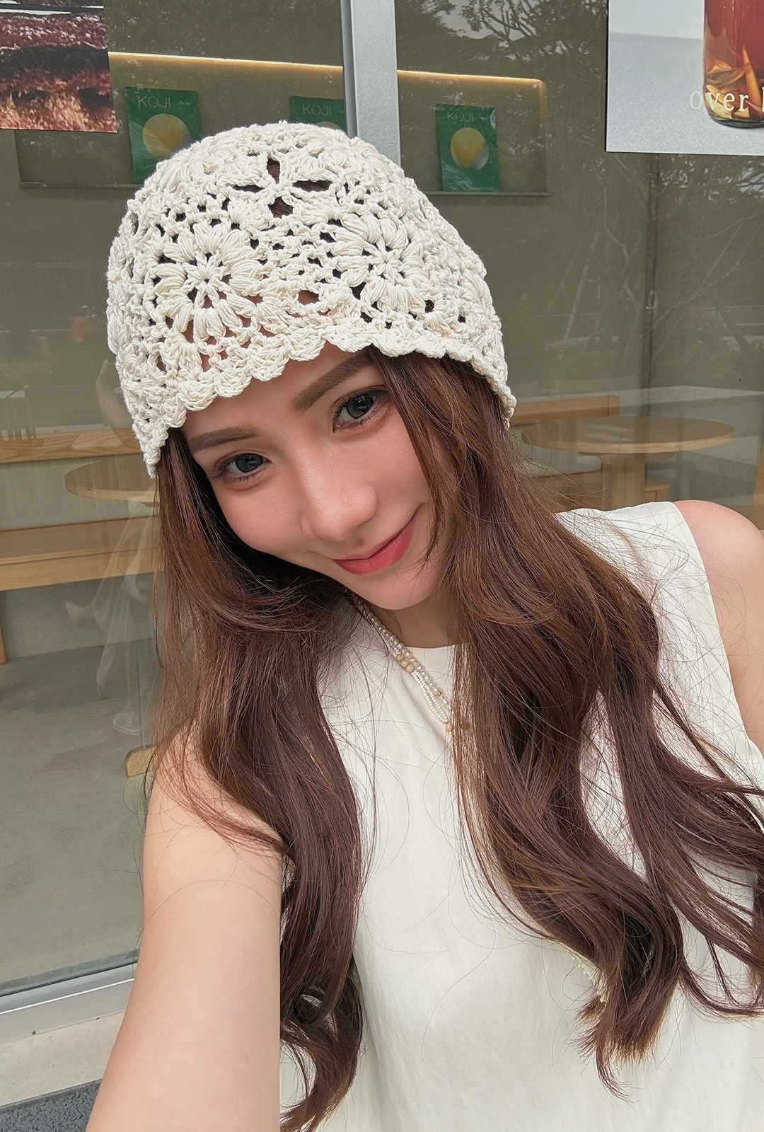 IT101-鏤空針織勾花帽