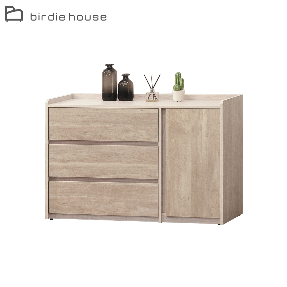 柏蒂家居-瑞那4尺單門三抽收納櫃/三斗櫃/多功能置物櫃