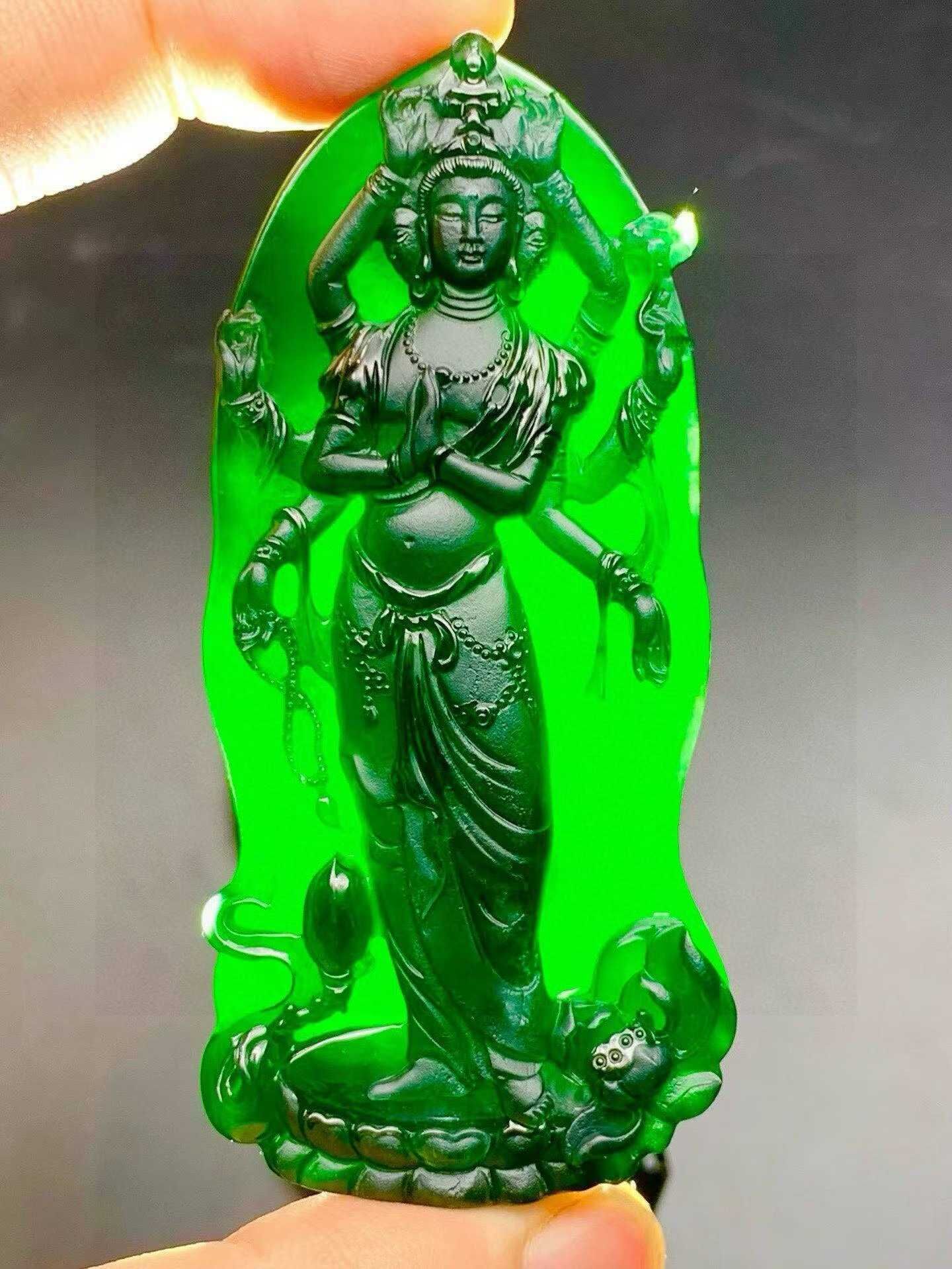 翡翠墨翠千手觀音,天然翡翠A玉, 緬甸玉, Jade, Jadeite