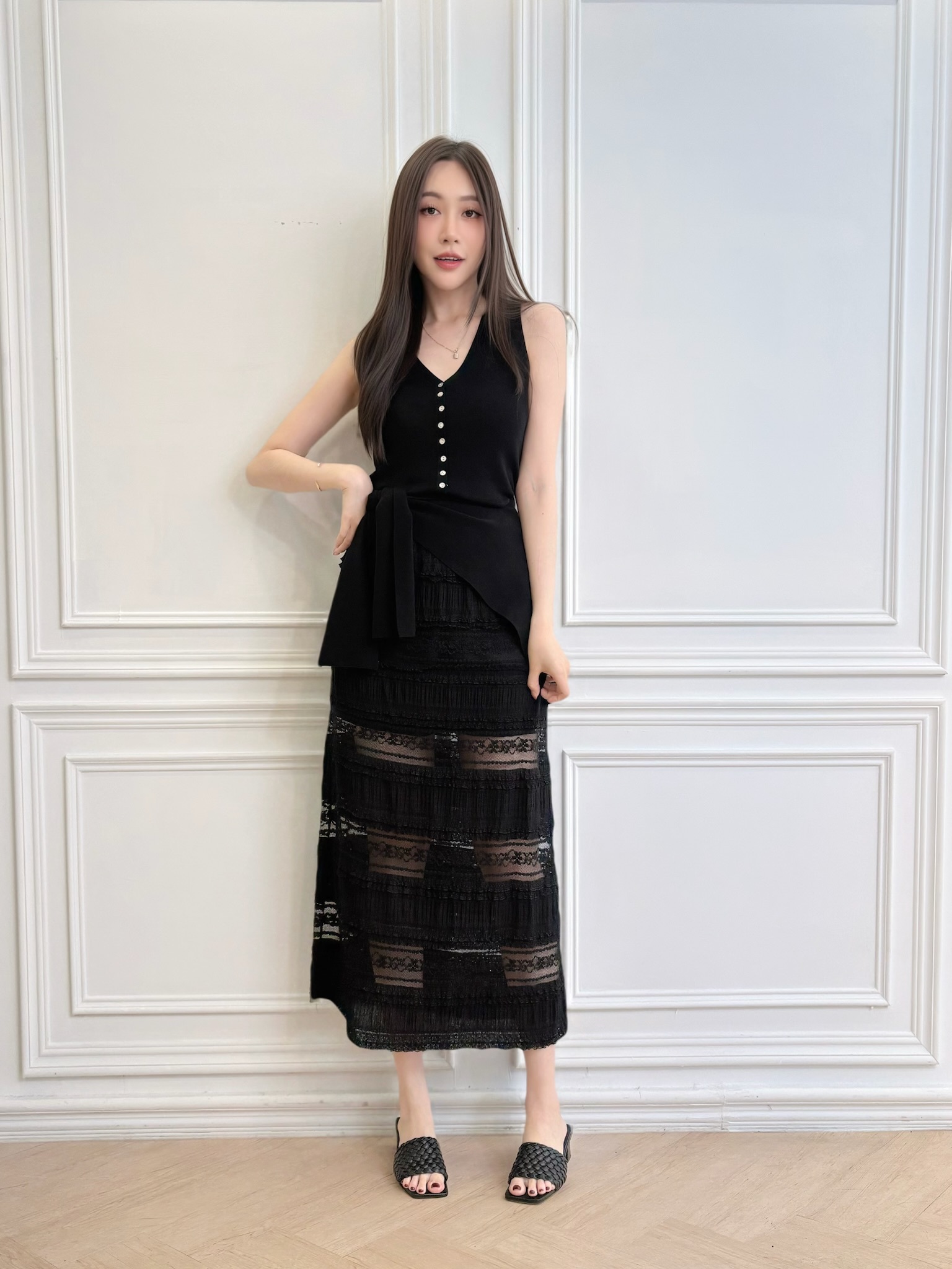 多層次簍空蕾絲裙