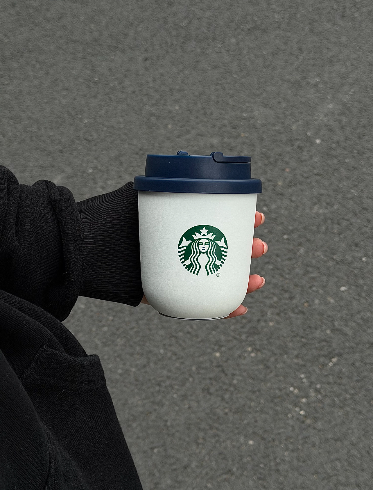 代購-Starbucks星巴克 丹寧星咖系列 保溫杯 迷你隨行杯 藍白色 280ml