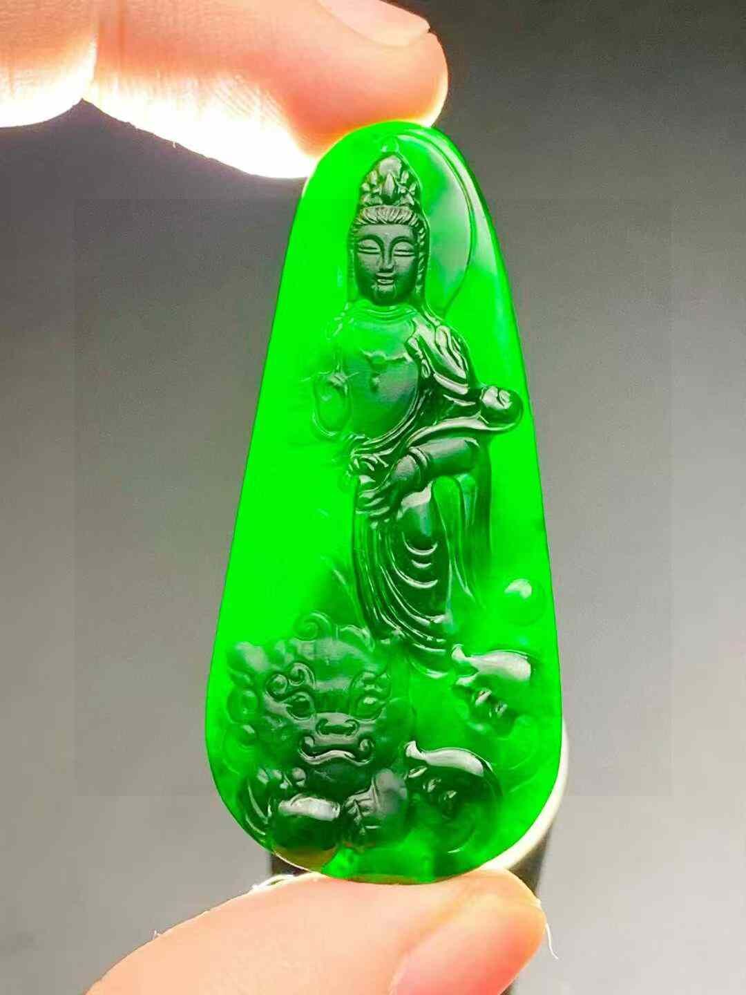 翡翠墨翠文殊菩薩,天然翡翠A玉, 緬甸玉, Jade, Jadeite