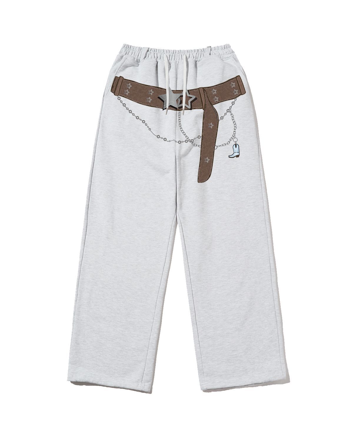 ESCAPEFROM 鏈條腰帶印花運動長褲 黑色 E261SP