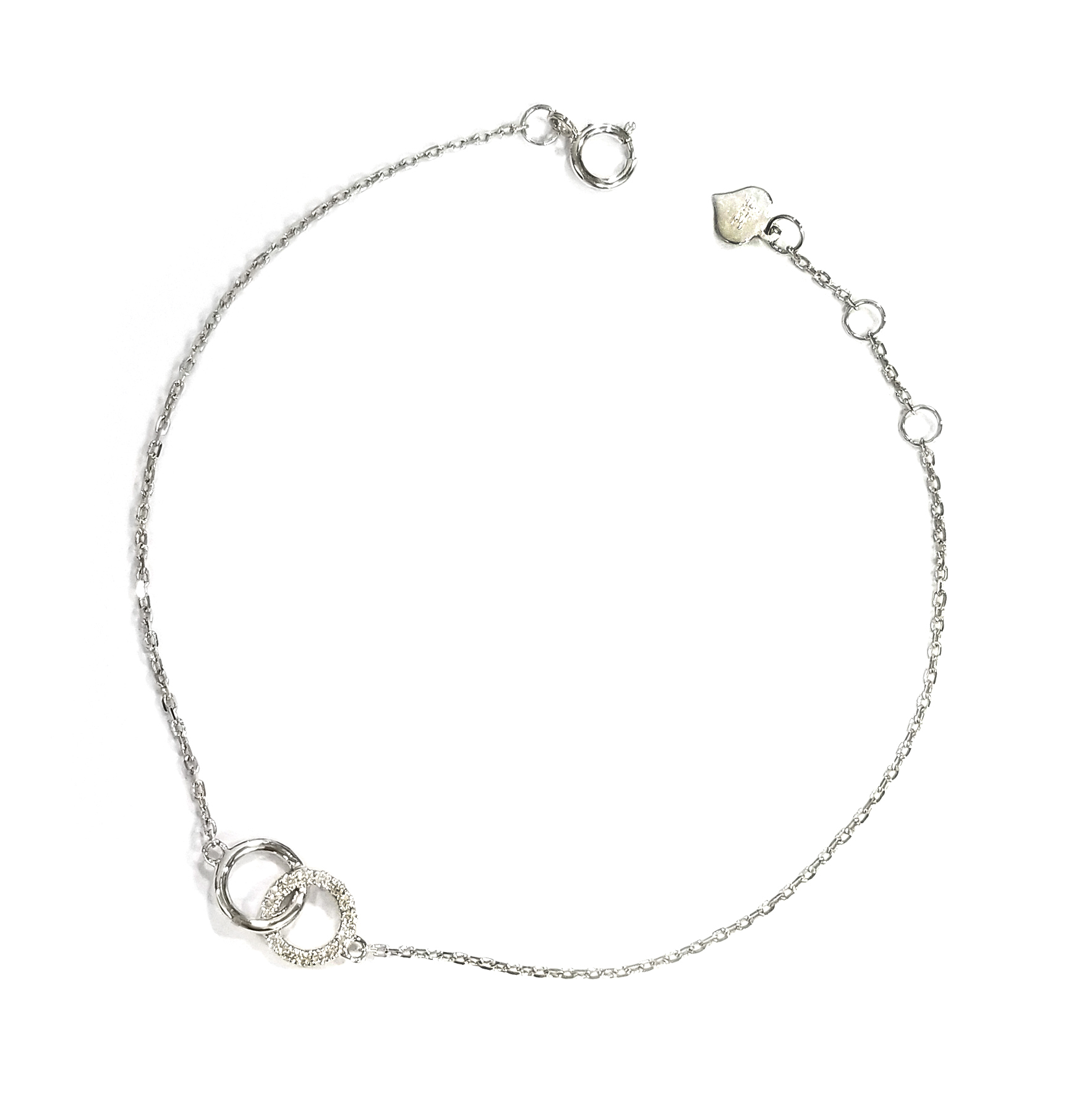 18K白金天然鑽石雙環星芒手鏈