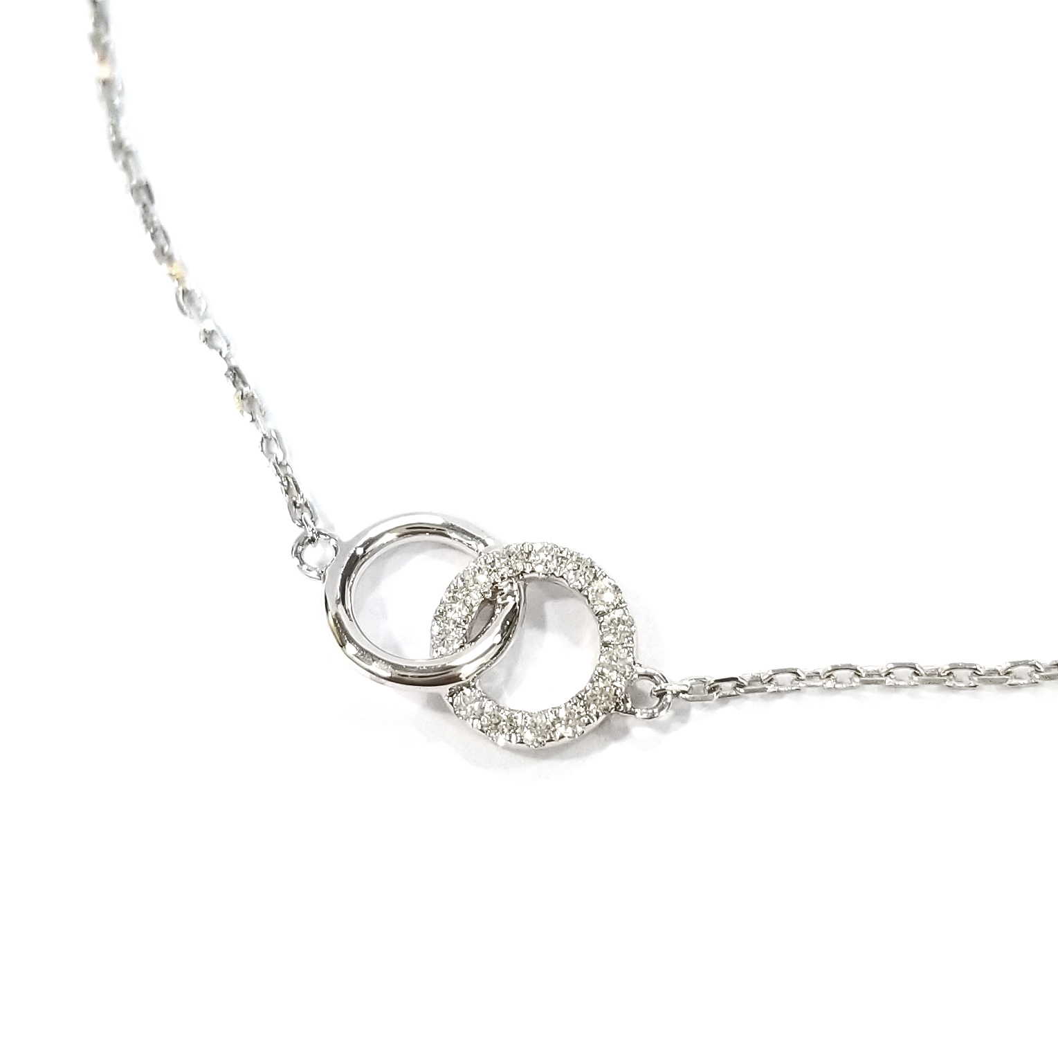 18K白金天然鑽石雙環星芒手鏈