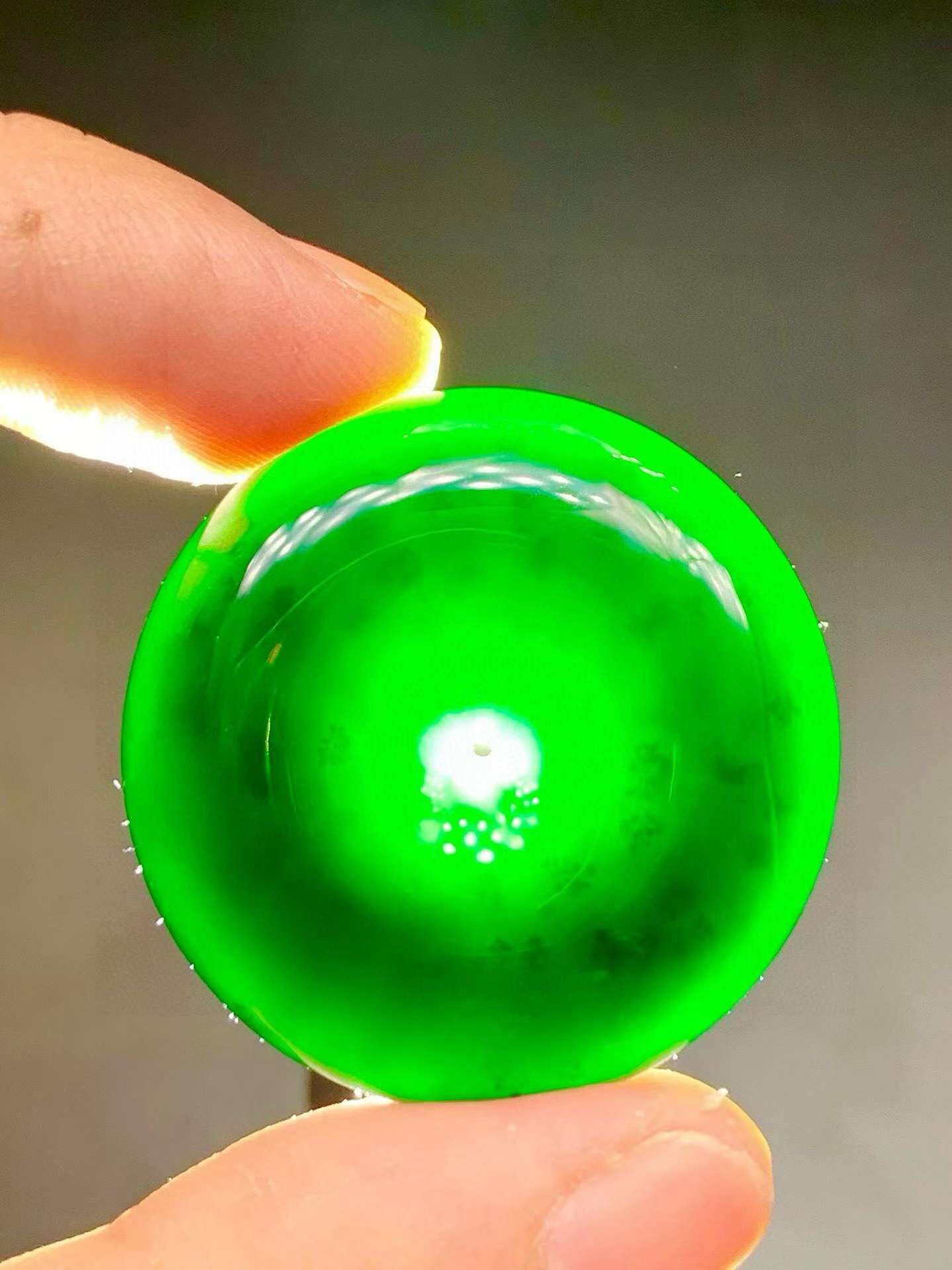 翡翠墨翠大肥扣 (34.2mm直徑),天然翡翠A玉, 緬甸玉, Jade, Jadeite