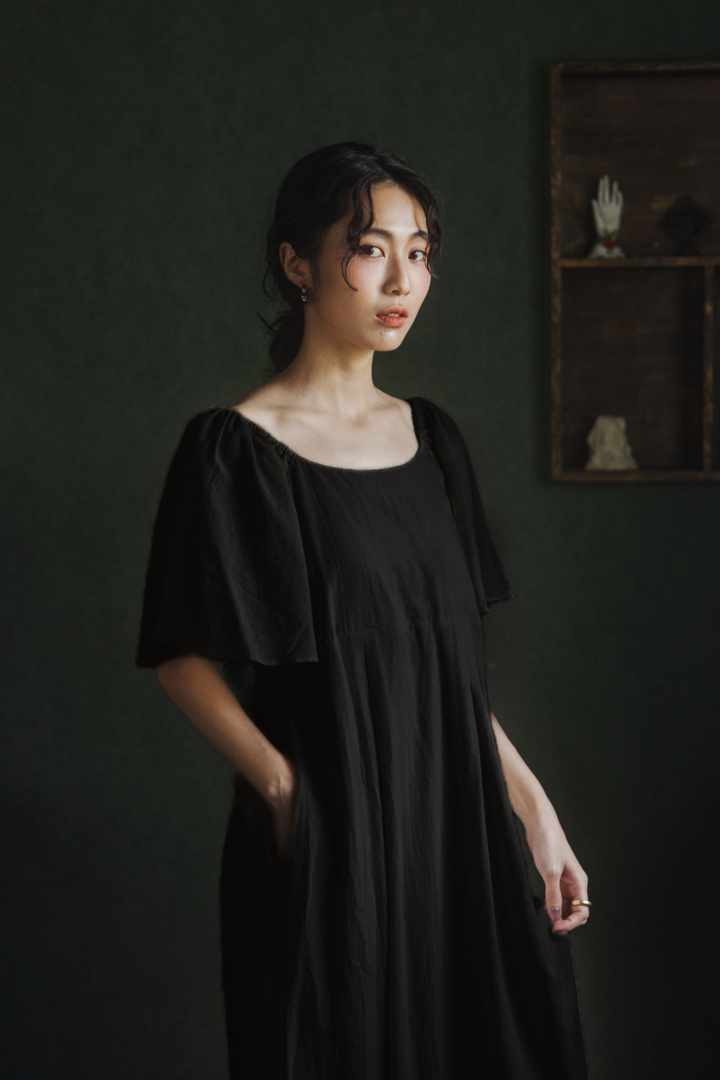 寬鬆袖子長洋裝＿黑
