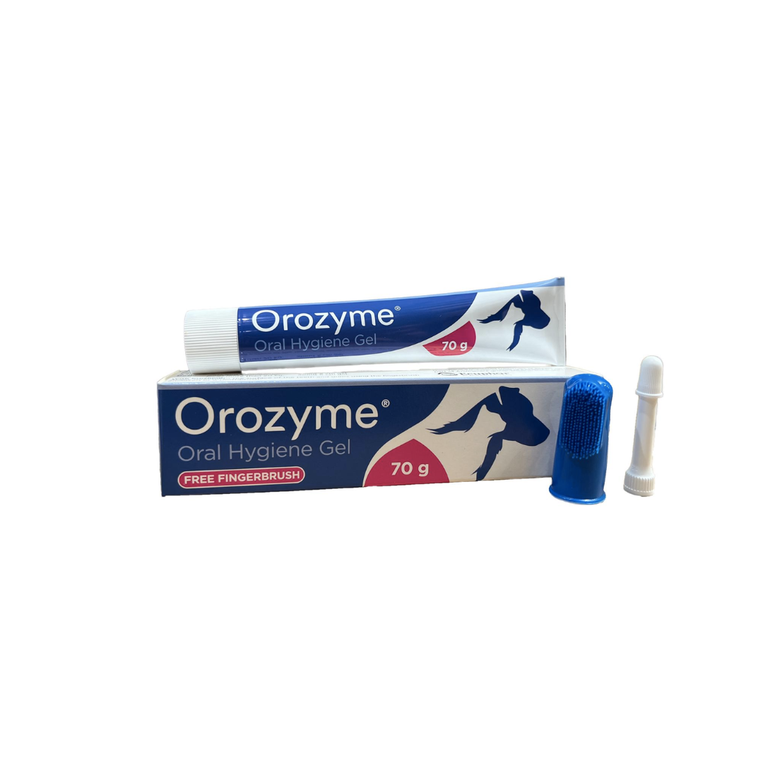 Ecuphar  - Toothpaste for Cats and Dogs - Orozyme Oral Hygiene Gel with Finger Brush 70G